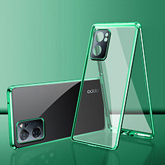 Funda Bumper Lujo Marco de Aluminio Espejo 360 Grados Carcasa para Oppo A56S 5G Verde