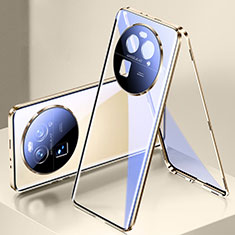 Funda Bumper Lujo Marco de Aluminio Espejo 360 Grados Carcasa para Oppo Find X6 Pro 5G Oro