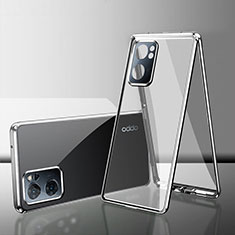 Funda Bumper Lujo Marco de Aluminio Espejo 360 Grados Carcasa para Oppo K10 5G India Plata