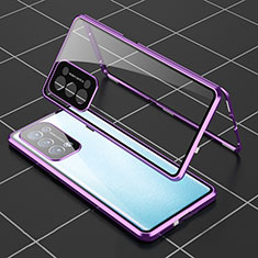 Funda Bumper Lujo Marco de Aluminio Espejo 360 Grados Carcasa para Oppo Reno6 Pro 5G Morado