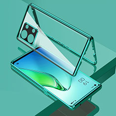 Funda Bumper Lujo Marco de Aluminio Espejo 360 Grados Carcasa para Oppo Reno8 Pro 5G Verde