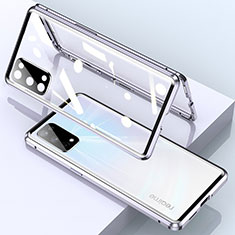 Funda Bumper Lujo Marco de Aluminio Espejo 360 Grados Carcasa para Realme Q2 Pro 5G Plata