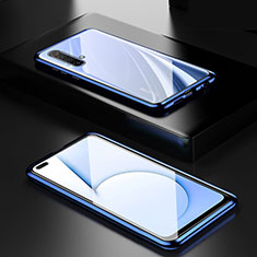 Funda Bumper Lujo Marco de Aluminio Espejo 360 Grados Carcasa para Realme X50 Pro 5G Azul