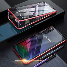 Funda Bumper Lujo Marco de Aluminio Espejo 360 Grados Carcasa para Samsung Galaxy A70 Rojo