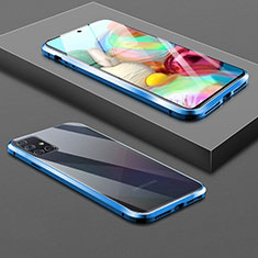 Funda Bumper Lujo Marco de Aluminio Espejo 360 Grados Carcasa para Samsung Galaxy A71 4G A715 Azul