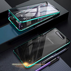 Funda Bumper Lujo Marco de Aluminio Espejo 360 Grados Carcasa para Samsung Galaxy A80 Verde