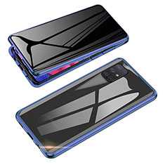 Funda Bumper Lujo Marco de Aluminio Espejo 360 Grados Carcasa para Samsung Galaxy A81 Azul