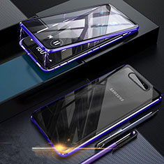 Funda Bumper Lujo Marco de Aluminio Espejo 360 Grados Carcasa para Samsung Galaxy A90 4G Azul
