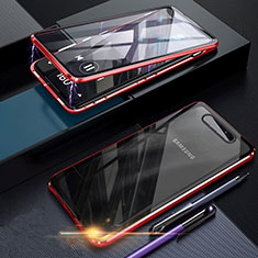 Funda Bumper Lujo Marco de Aluminio Espejo 360 Grados Carcasa para Samsung Galaxy A90 4G Rojo