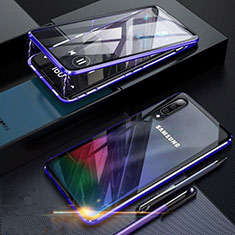 Funda Bumper Lujo Marco de Aluminio Espejo 360 Grados Carcasa para Samsung Galaxy A90 5G Azul