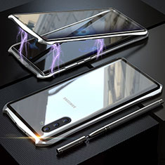 Funda Bumper Lujo Marco de Aluminio Espejo 360 Grados Carcasa para Samsung Galaxy Note 10 5G Plata