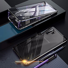 Funda Bumper Lujo Marco de Aluminio Espejo 360 Grados Carcasa para Samsung Galaxy Note 10 Plus 5G Negro