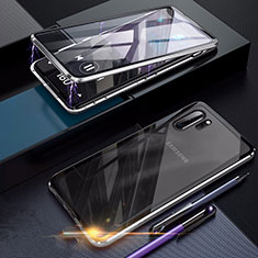 Funda Bumper Lujo Marco de Aluminio Espejo 360 Grados Carcasa para Samsung Galaxy Note 10 Plus 5G Plata