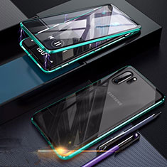 Funda Bumper Lujo Marco de Aluminio Espejo 360 Grados Carcasa para Samsung Galaxy Note 10 Plus 5G Verde