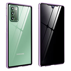 Funda Bumper Lujo Marco de Aluminio Espejo 360 Grados Carcasa para Samsung Galaxy Note 20 5G Morado