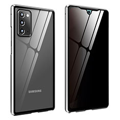 Funda Bumper Lujo Marco de Aluminio Espejo 360 Grados Carcasa para Samsung Galaxy Note 20 5G Plata