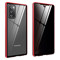 Funda Bumper Lujo Marco de Aluminio Espejo 360 Grados Carcasa para Samsung Galaxy Note 20 5G Rojo