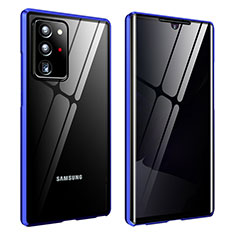Funda Bumper Lujo Marco de Aluminio Espejo 360 Grados Carcasa para Samsung Galaxy Note 20 Ultra 5G Azul