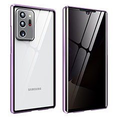 Funda Bumper Lujo Marco de Aluminio Espejo 360 Grados Carcasa para Samsung Galaxy Note 20 Ultra 5G Morado