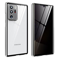 Funda Bumper Lujo Marco de Aluminio Espejo 360 Grados Carcasa para Samsung Galaxy Note 20 Ultra 5G Plata