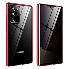 Funda Bumper Lujo Marco de Aluminio Espejo 360 Grados Carcasa para Samsung Galaxy Note 20 Ultra 5G Rojo