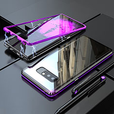 Funda Bumper Lujo Marco de Aluminio Espejo 360 Grados Carcasa para Samsung Galaxy Note 8 Duos N950F Morado