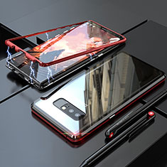 Funda Bumper Lujo Marco de Aluminio Espejo 360 Grados Carcasa para Samsung Galaxy Note 8 Duos N950F Rojo y Negro