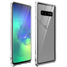 Funda Bumper Lujo Marco de Aluminio Espejo 360 Grados Carcasa para Samsung Galaxy S10 5G Plata