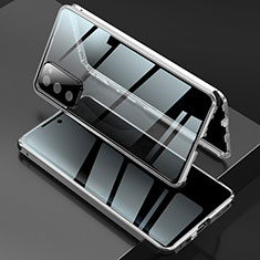 Funda Bumper Lujo Marco de Aluminio Espejo 360 Grados Carcasa para Samsung Galaxy S20 Lite 5G Plata