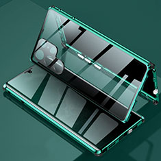 Funda Bumper Lujo Marco de Aluminio Espejo 360 Grados Carcasa para Samsung Galaxy S22 Ultra 5G Verde