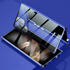 Funda Bumper Lujo Marco de Aluminio Espejo 360 Grados Carcasa para Samsung Galaxy S24 Ultra 5G Azul