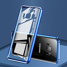 Funda Bumper Lujo Marco de Aluminio Espejo 360 Grados Carcasa para Samsung Galaxy S8 Plus Azul