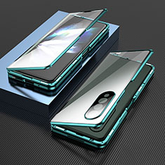 Funda Bumper Lujo Marco de Aluminio Espejo 360 Grados Carcasa para Samsung Galaxy Z Fold3 5G Verde