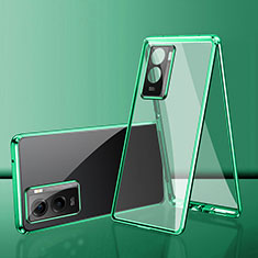 Funda Bumper Lujo Marco de Aluminio Espejo 360 Grados Carcasa para Vivo iQOO Z7 5G Verde