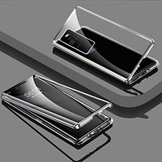 Funda Bumper Lujo Marco de Aluminio Espejo 360 Grados Carcasa para Vivo V21e 4G Plata