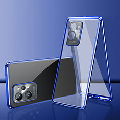 Funda Bumper Lujo Marco de Aluminio Espejo 360 Grados Carcasa para Vivo Y55 5G Azul