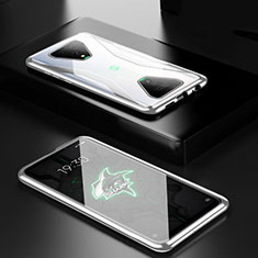Funda Bumper Lujo Marco de Aluminio Espejo 360 Grados Carcasa para Xiaomi Black Shark 3 Plata