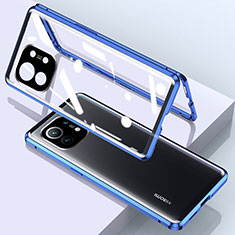 Funda Bumper Lujo Marco de Aluminio Espejo 360 Grados Carcasa para Xiaomi Mi 11 Lite 5G NE Azul