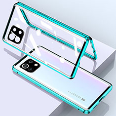 Funda Bumper Lujo Marco de Aluminio Espejo 360 Grados Carcasa para Xiaomi Mi 11 Lite 5G NE Verde