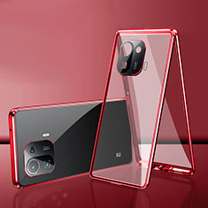 Funda Bumper Lujo Marco de Aluminio Espejo 360 Grados Carcasa para Xiaomi Mi 11 Pro 5G Rojo
