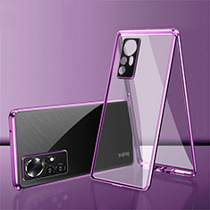 Funda Bumper Lujo Marco de Aluminio Espejo 360 Grados Carcasa para Xiaomi Mi 12 5G Morado