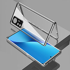 Funda Bumper Lujo Marco de Aluminio Espejo 360 Grados Carcasa para Xiaomi Mi 12T 5G Plata