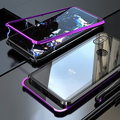 Funda Bumper Lujo Marco de Aluminio Espejo 360 Grados Carcasa para Xiaomi Mi Mix 3 Morado