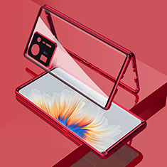 Funda Bumper Lujo Marco de Aluminio Espejo 360 Grados Carcasa para Xiaomi Mi Mix 4 5G Rojo