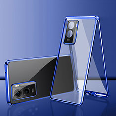 Funda Bumper Lujo Marco de Aluminio Espejo 360 Grados Carcasa para Xiaomi Poco C50 Azul