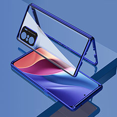 Funda Bumper Lujo Marco de Aluminio Espejo 360 Grados Carcasa para Xiaomi Poco F3 5G Azul