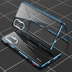 Funda Bumper Lujo Marco de Aluminio Espejo 360 Grados Carcasa para Xiaomi Poco F3 GT 5G Azul