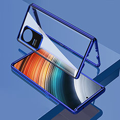 Funda Bumper Lujo Marco de Aluminio Espejo 360 Grados Carcasa para Xiaomi Poco F4 5G Azul