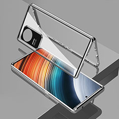 Funda Bumper Lujo Marco de Aluminio Espejo 360 Grados Carcasa para Xiaomi Poco F4 5G Plata