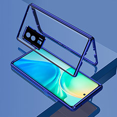 Funda Bumper Lujo Marco de Aluminio Espejo 360 Grados Carcasa para Xiaomi Poco F5 Pro 5G Azul